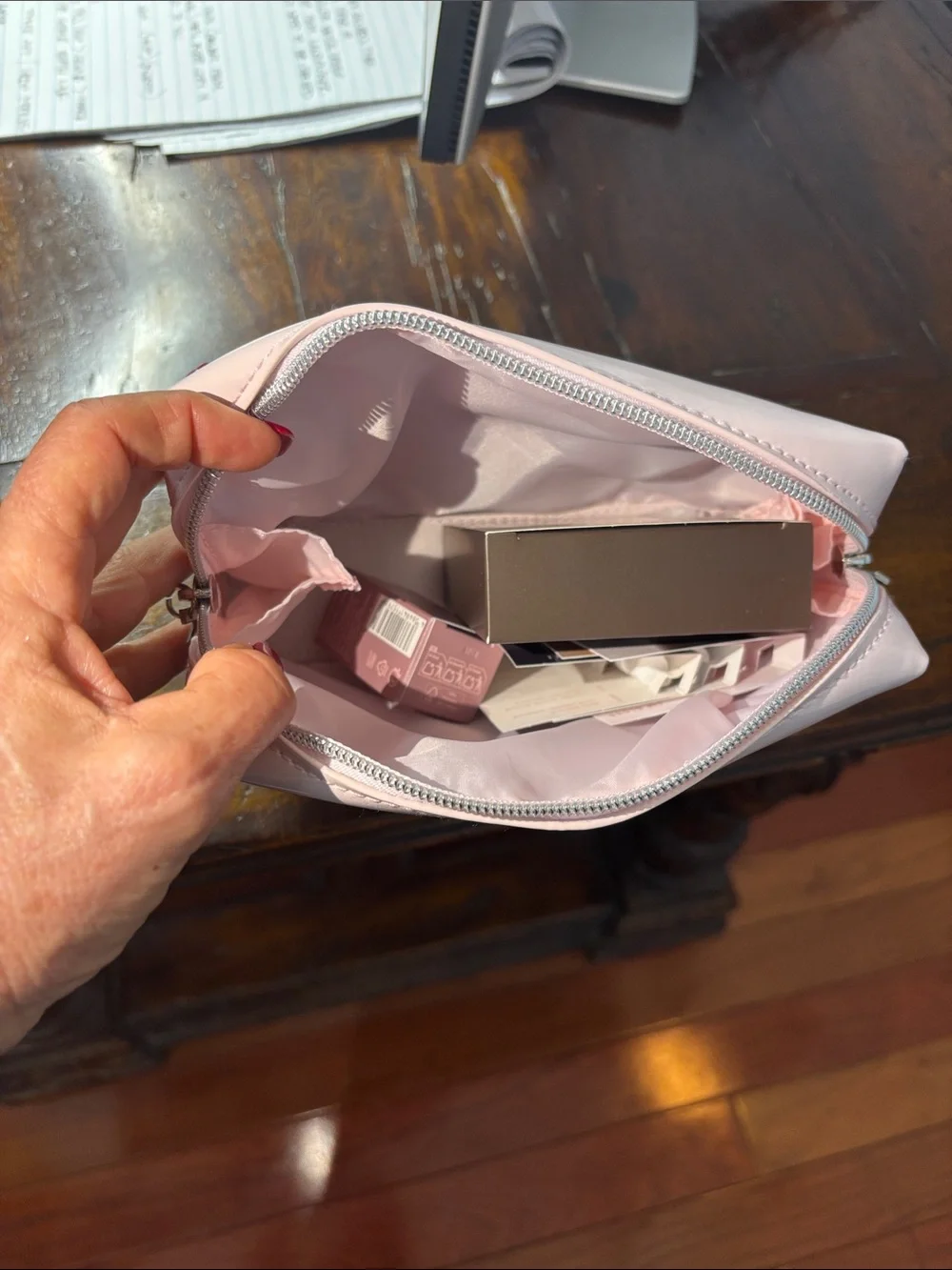 Kylie Cosmetics Blush Pink Embossed Cosmetic Pouch